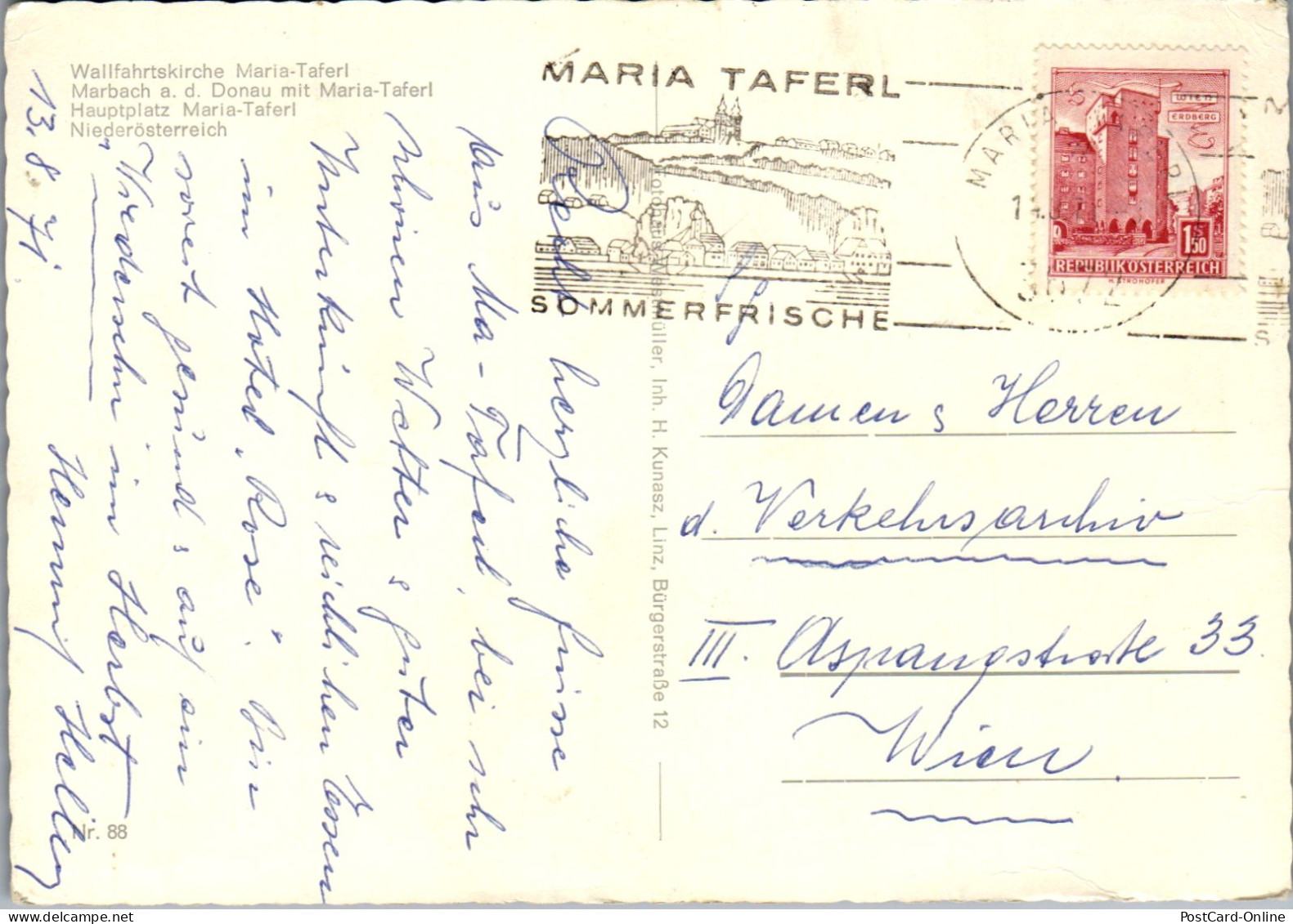 47986 - Niederösterreich - Maria Taferl , Wallfahrtsort , Marbach A. D. Donau , Hauptplatz - Gelaufen 1971 - Maria Taferl