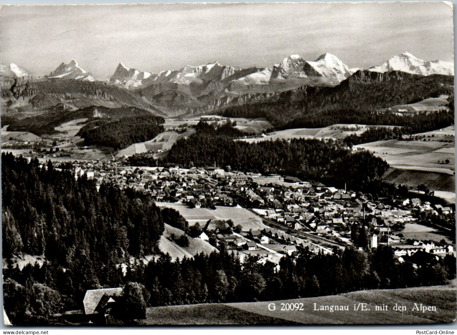 47947 - Schweiz - Langnau , I. E. Mit Alpen , Panorama - Gelaufen 1954 - Langnau Im Emmental