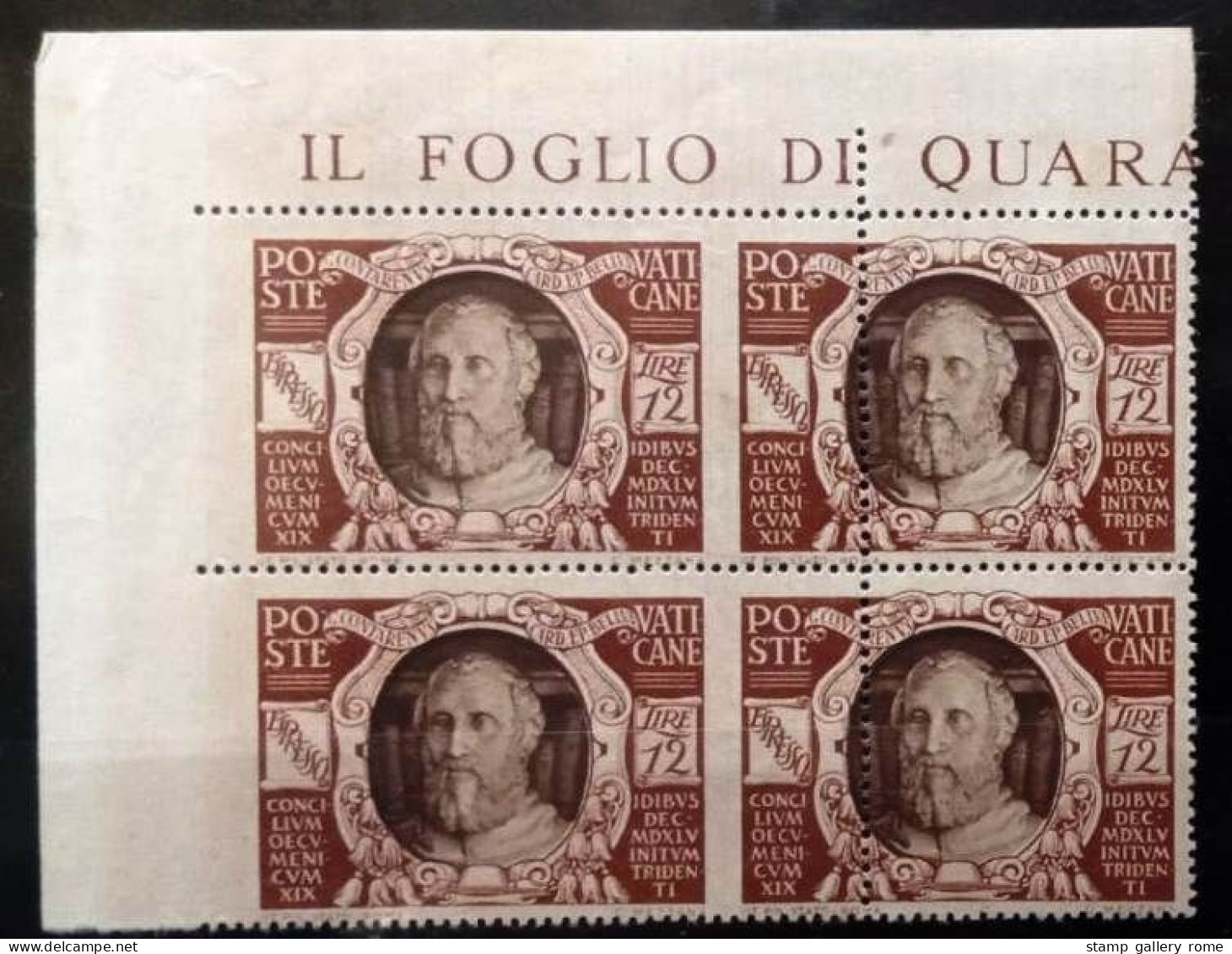 SCV - 1946 4° Centenario Del Concilio Di Trento Quartina Nuova ** - Non Dentellata A Sinistra E Spostamento Dentellatura - Errors & Oddities