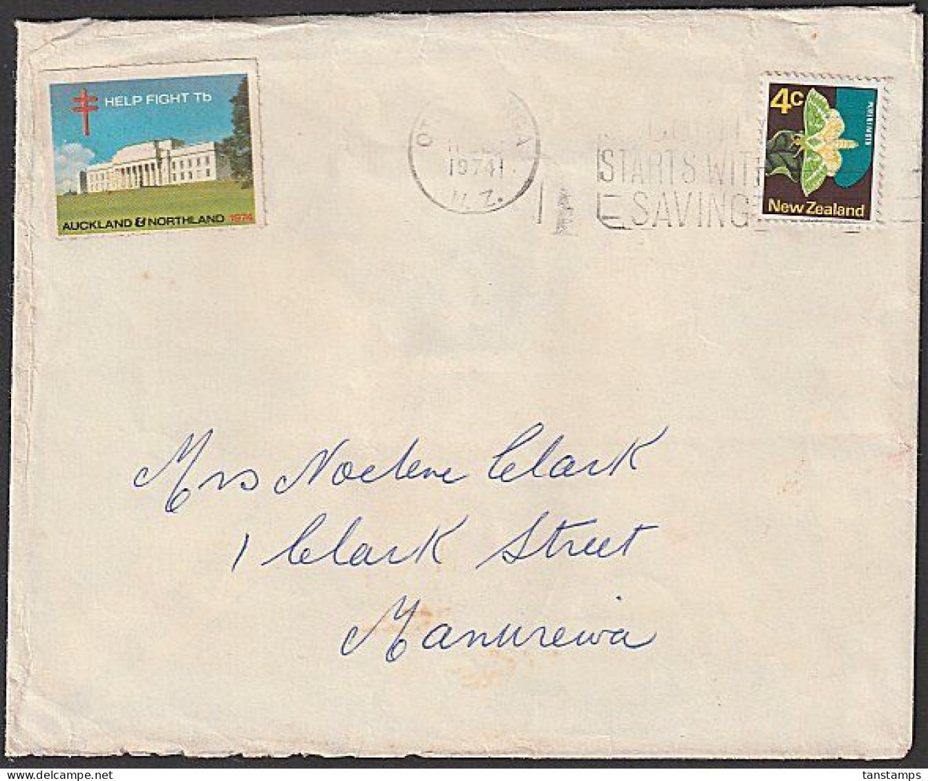 1974 TB SEAL ON 4c PURIRI MOTH COVER - Lettres & Documents