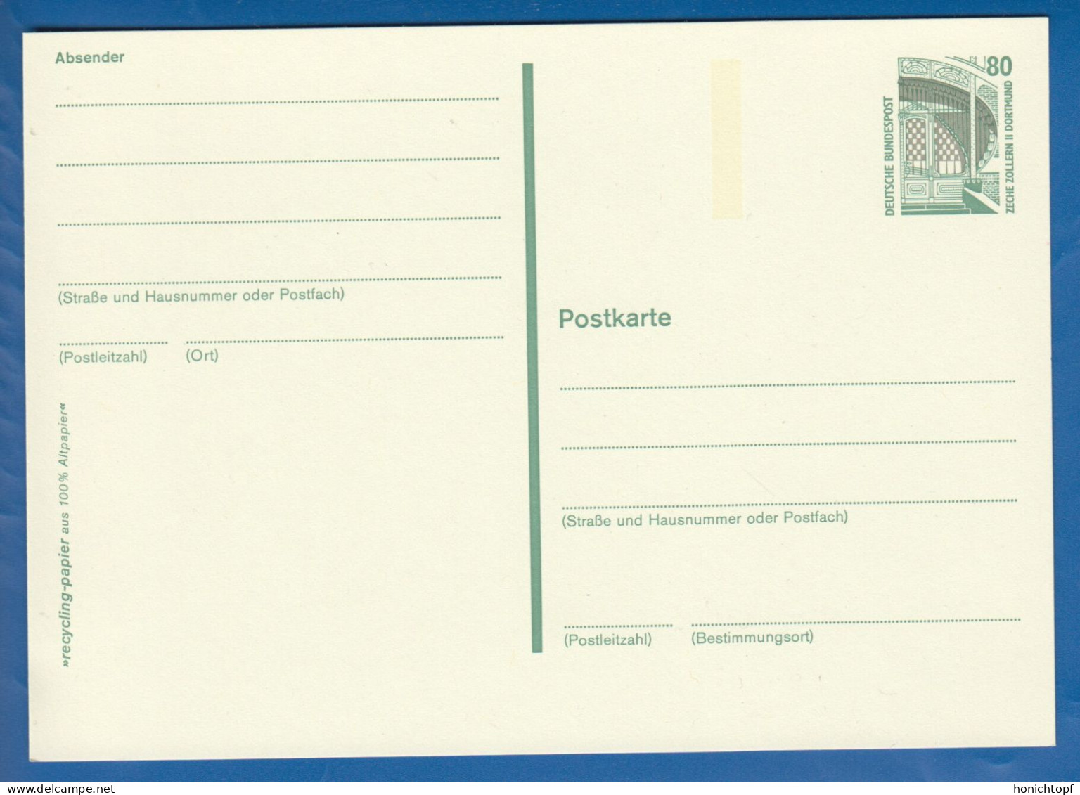 Deutschland; BRD; Postkarte; 80 Pf Zeche Zollern II Dortmund - Postkaarten - Gebruikt