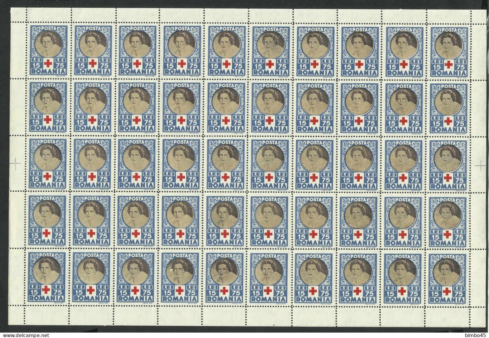 Romania 1945 Mi# 827-830 ** MNH - Set In Blocks  Of 50 - Red Cross / Queen Mother Helen - Unused Stamps