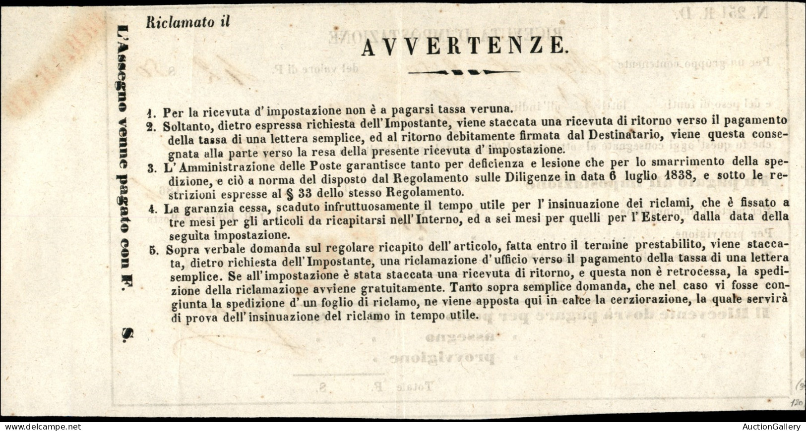 Antichi Stati Italiani - Lombardo Veneto - Annullamenti - Verona (rosso) + Dichiarato - Ricevuta D'Impostazione Per Dolo - Autres & Non Classés