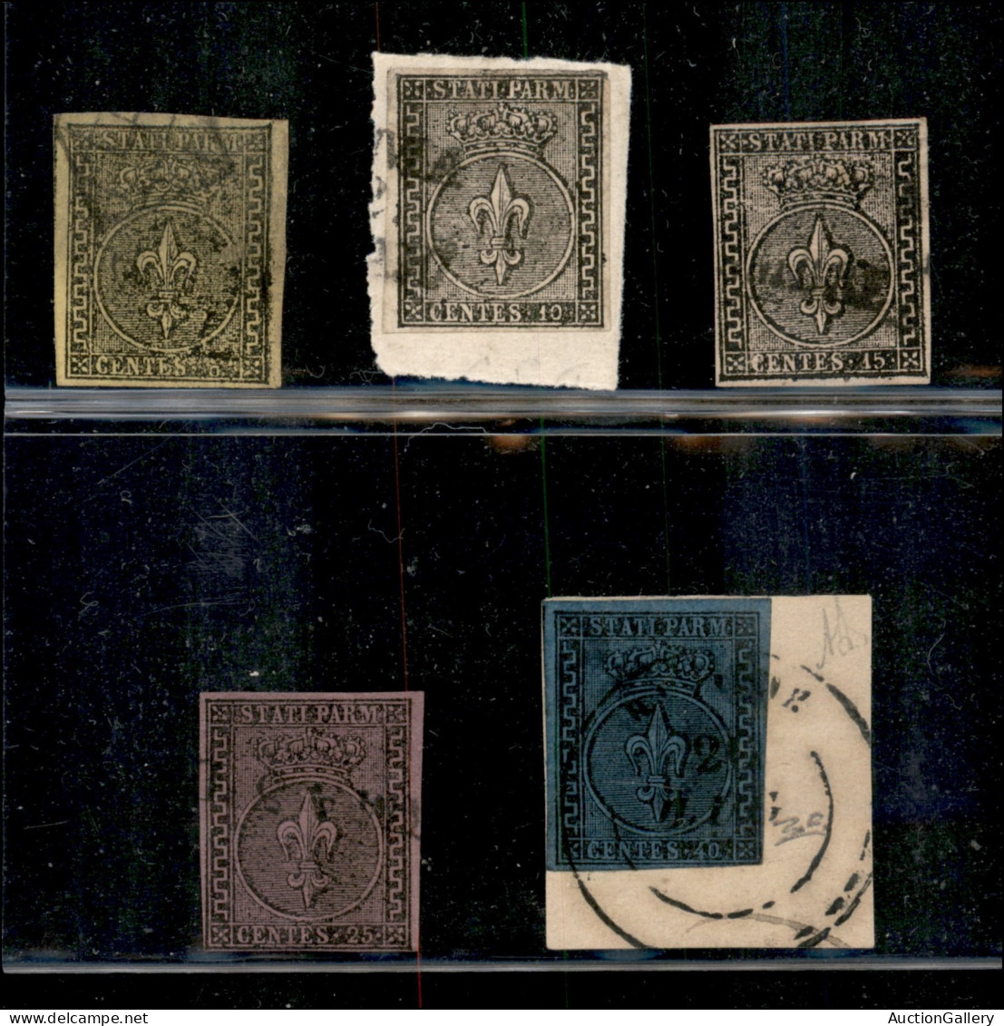 Antichi Stati Italiani - Parma - 1852 - Prima Emissione (1/5) - Serie Completa Usata - Cert. R. Diena - Otros & Sin Clasificación