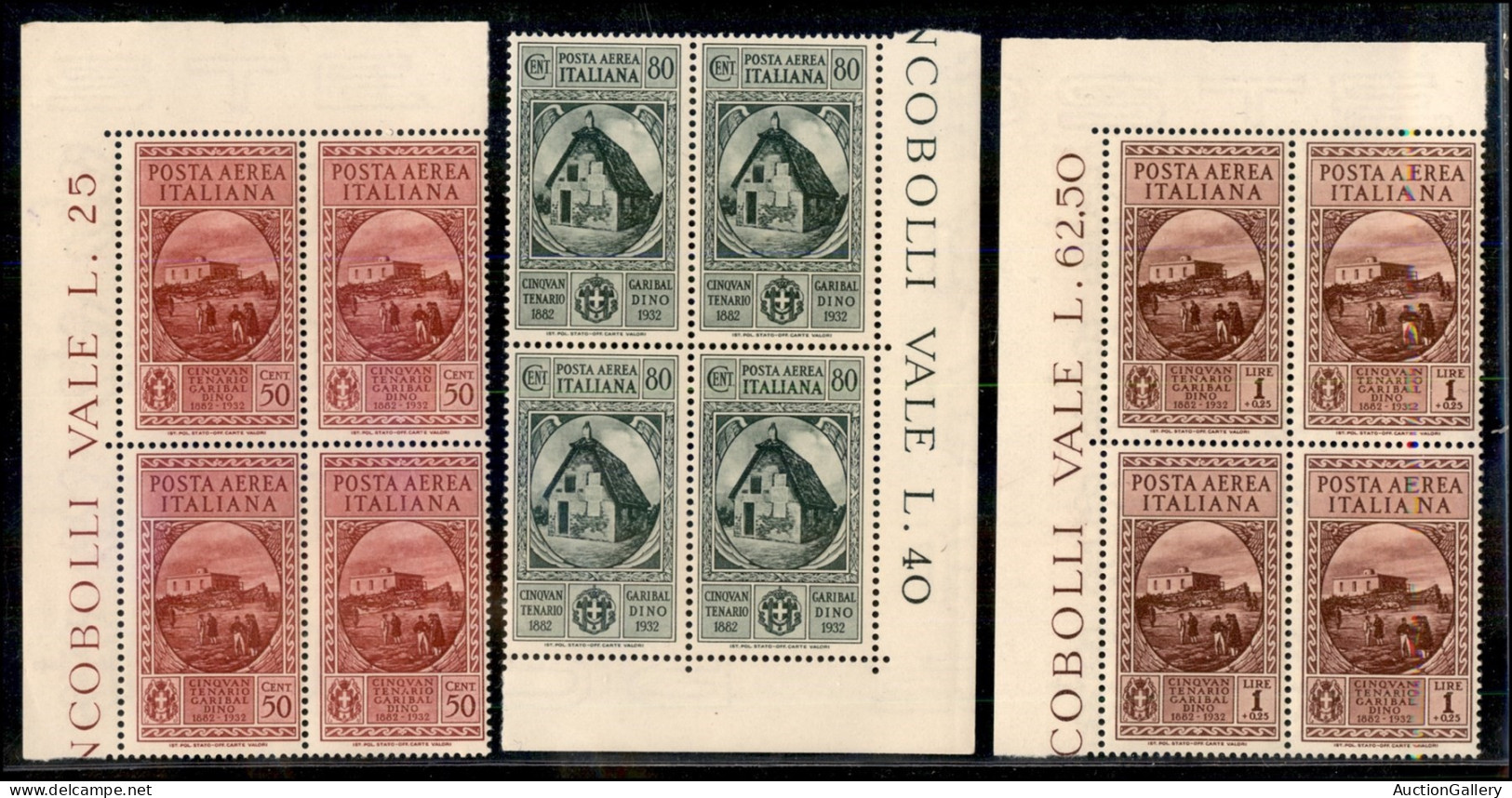 Regno - Vittorio Emanuele III - 1932 - Garibaldi (32/38) - Serie Completa In Quartine Angolari - Gomma Integra - Other & Unclassified