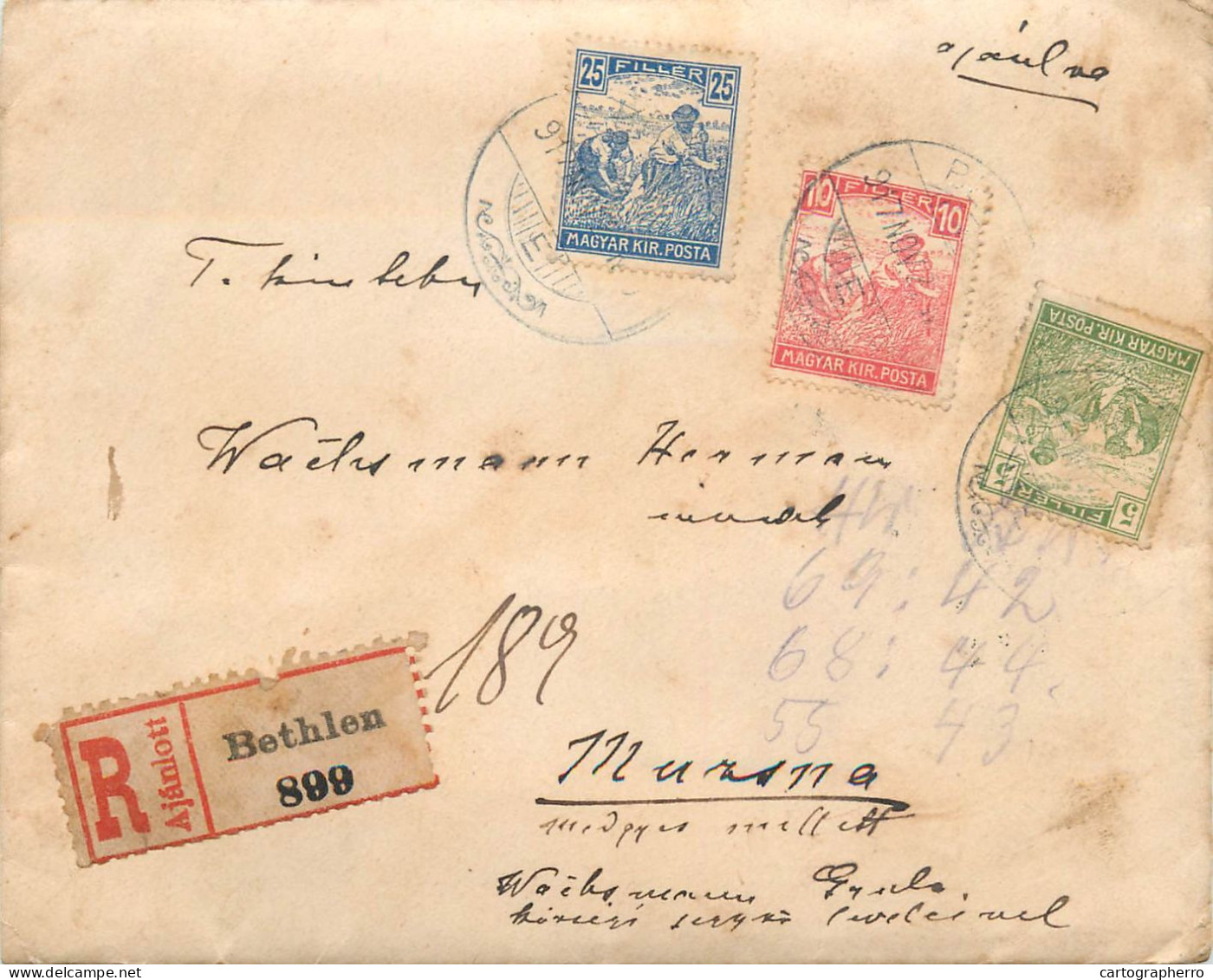 Romania World War 1 Letter Registered Beclean 1917 - Lettres 1ère Guerre Mondiale