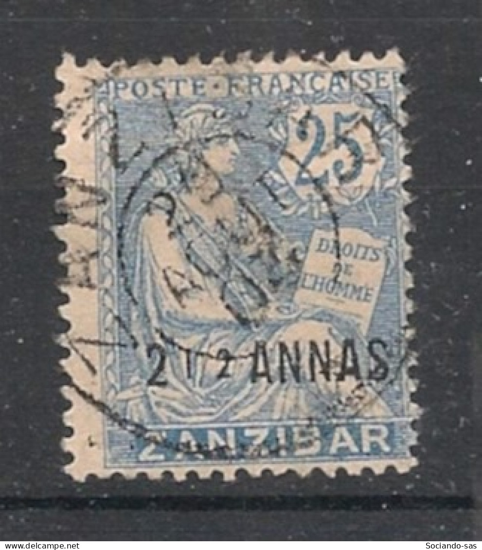 ZANZIBAR - 1902-03 - N°YT. 51 - Type Mouchon 2 1/2a Sur 25c Bleu - Oblitéré / Used - Used Stamps