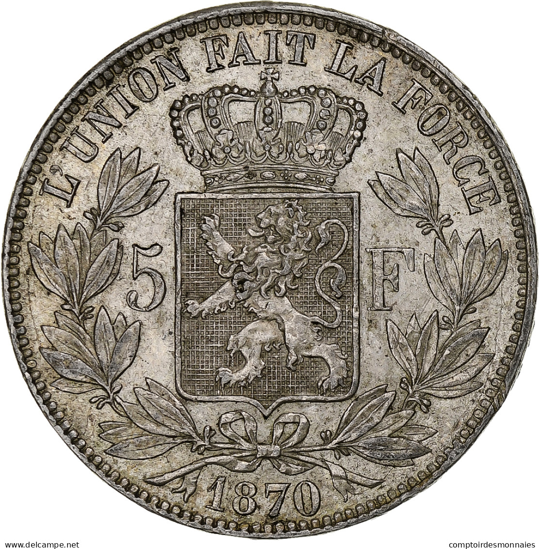 Monnaie, Belgique, Leopold II, 5 Francs, 5 Frank, 1870, Bruxelles, TTB, Argent - 5 Frank