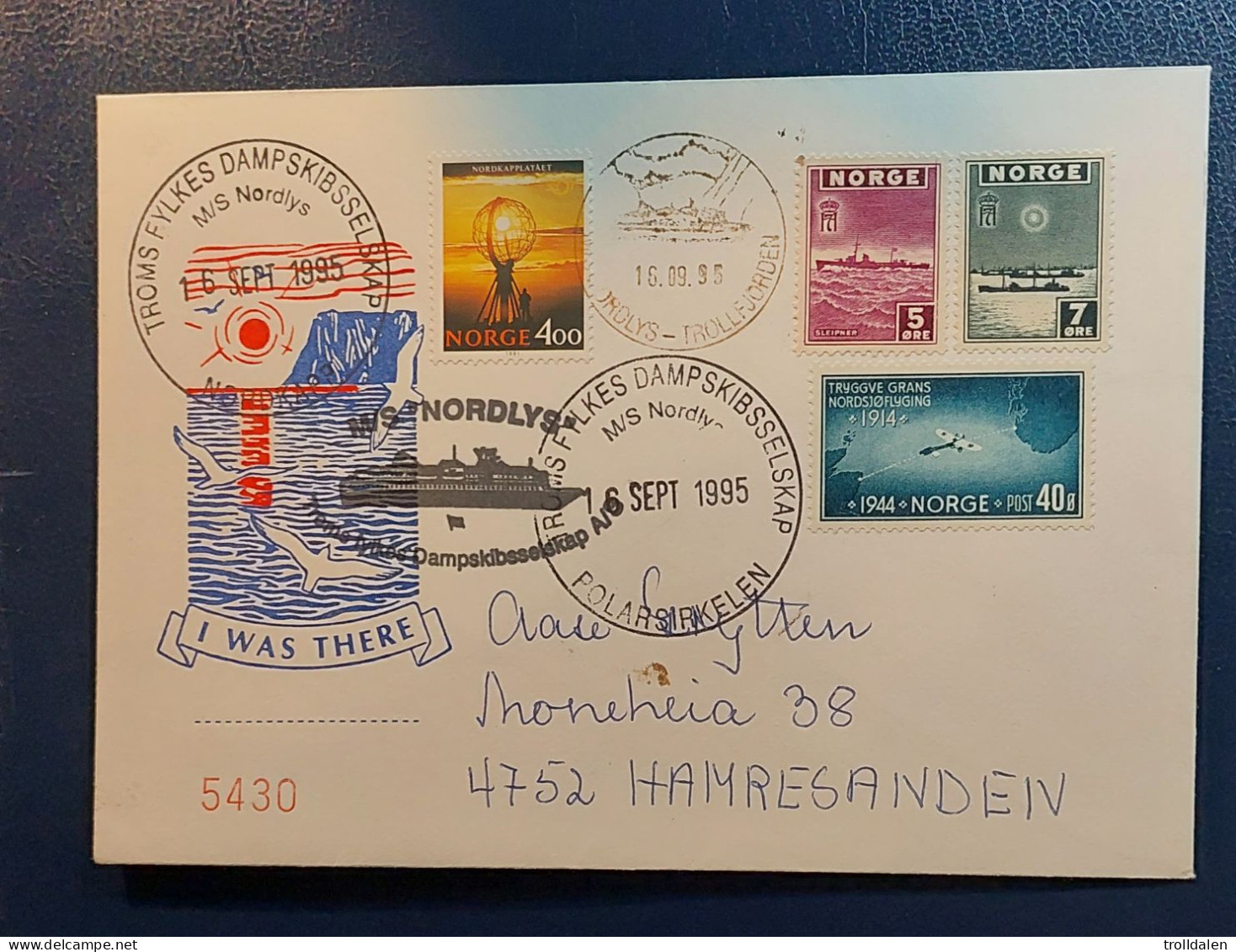 Especially Cover Canselled On Ship M/S Nordlys 16/9 1995 - Lettres & Documents