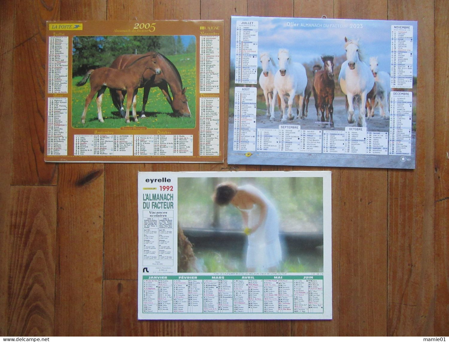 Lot De 3 Calendriers Des PTT Almanach Du Facteur      Chevaux - Tamaño Grande : 2001-...