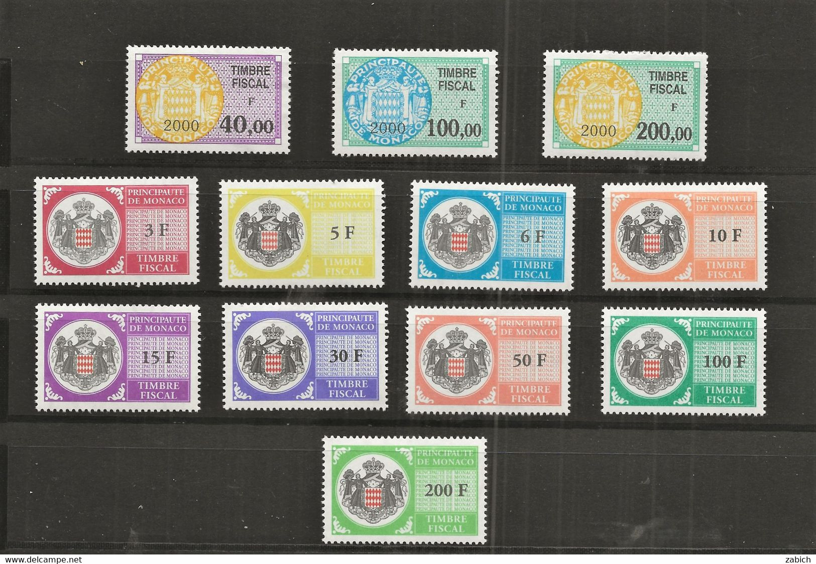 TIMBRES FISCAUX DE MONACO SERIE UNIFIEE 2000 Et 2001  12 TIMBRES NEUFS  (**)   COTE 274€ - Revenue