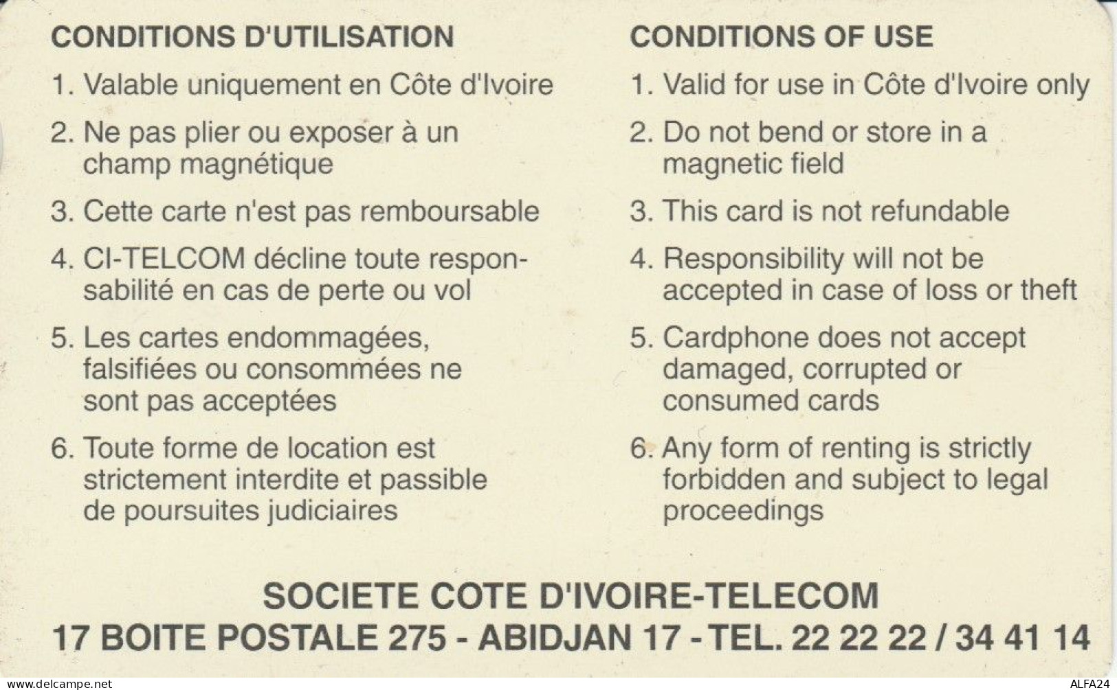 PHONE CARD-COSTA D'AVORIO (E48.8.2 - Ivoorkust