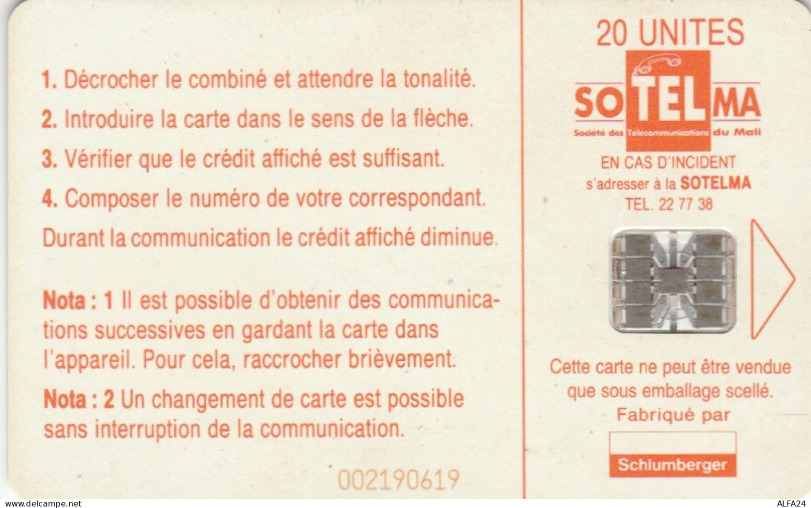 PHONE CARD-MALI (E48.11.6 - Mali