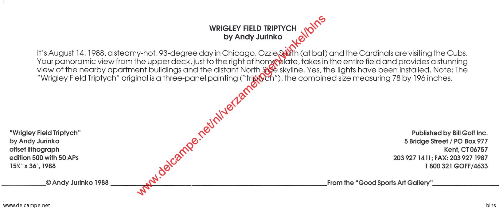 Wrigley Field Tryptyck By Andy Jurinko - Baseball - 23x9,5cm - Baseball