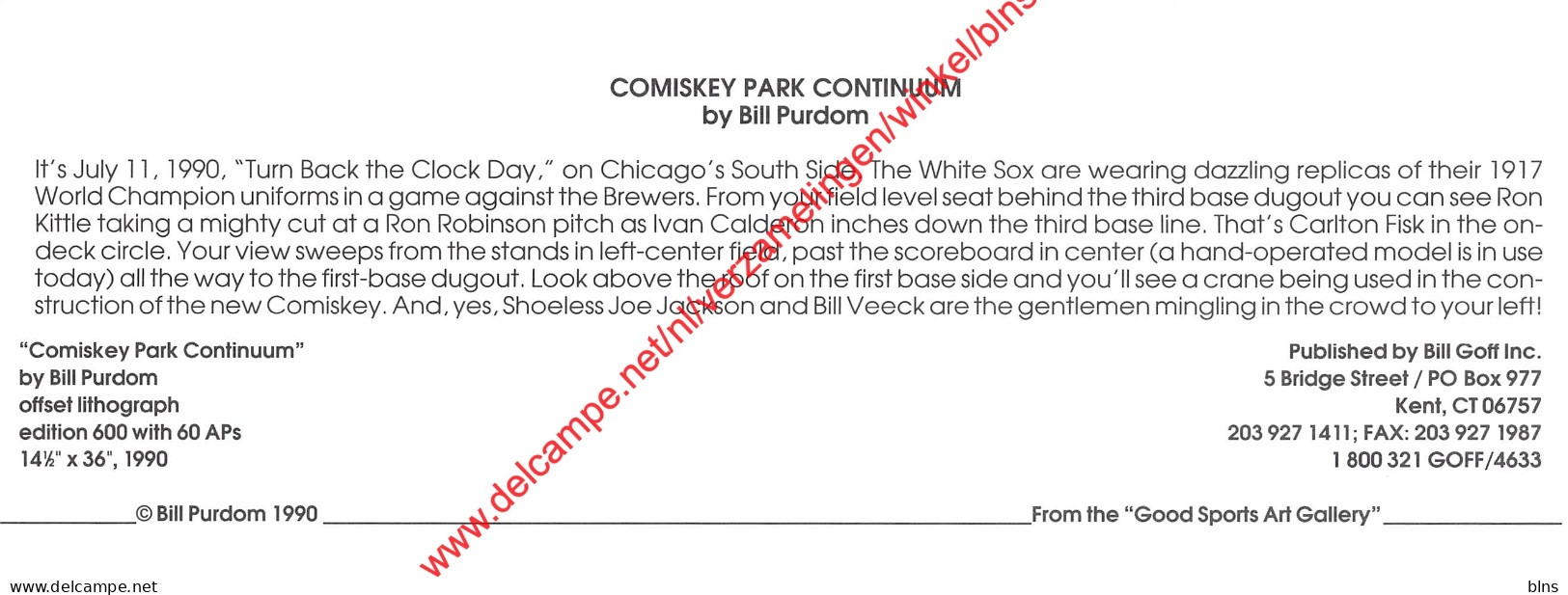 Comiskey Park Cintinuum By Bill Purdom - Baseball - 22x8,5cm - Baseball