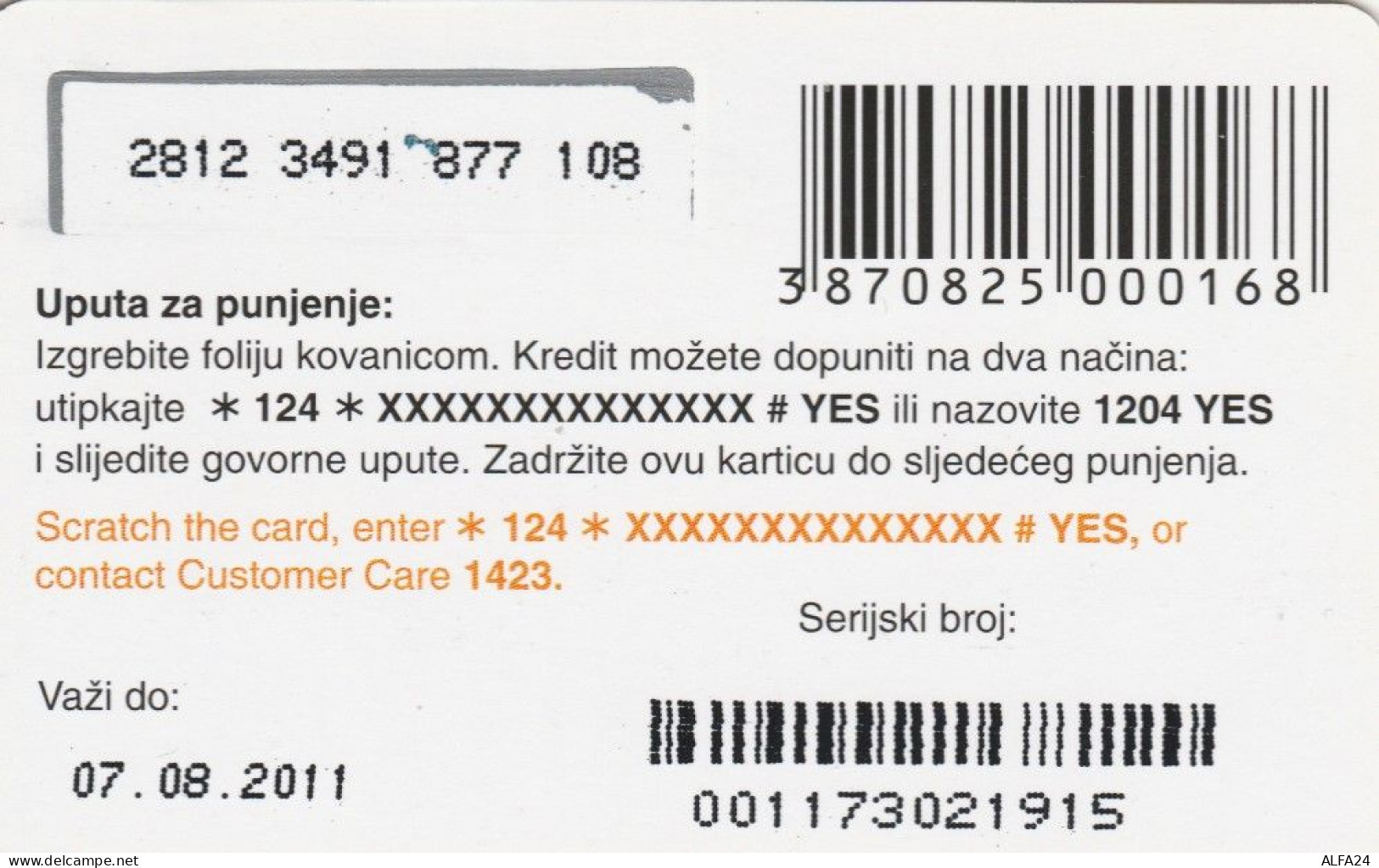 PREPAID PHONE CARD BOSNIA HERZEGOVINA (E52.16.5 - Bosnie