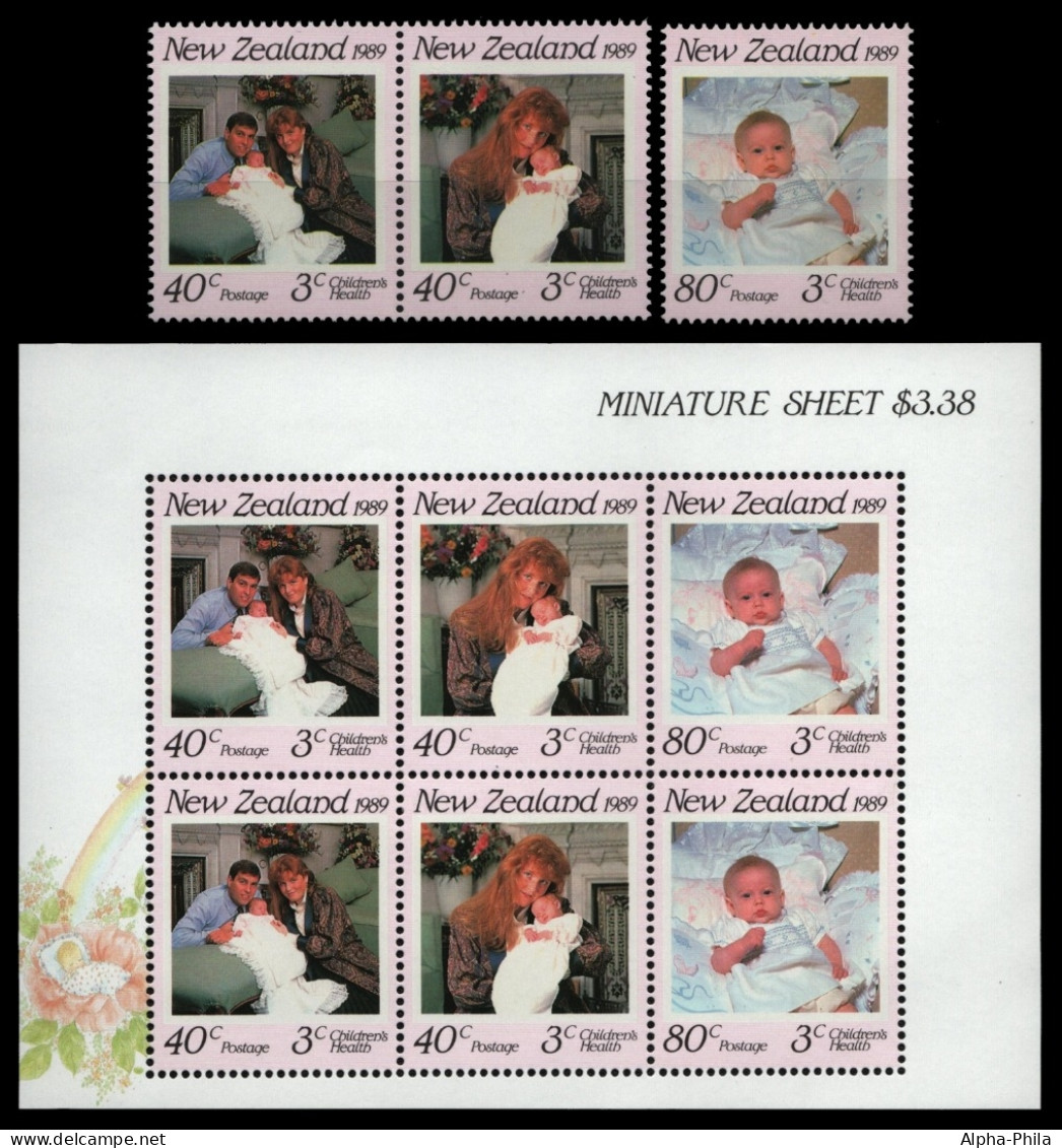 Neuseeland 1989 - Mi-Nr. 1081-1083 ** - MNH - Satz & KLB - Prinz Andrew - Neufs