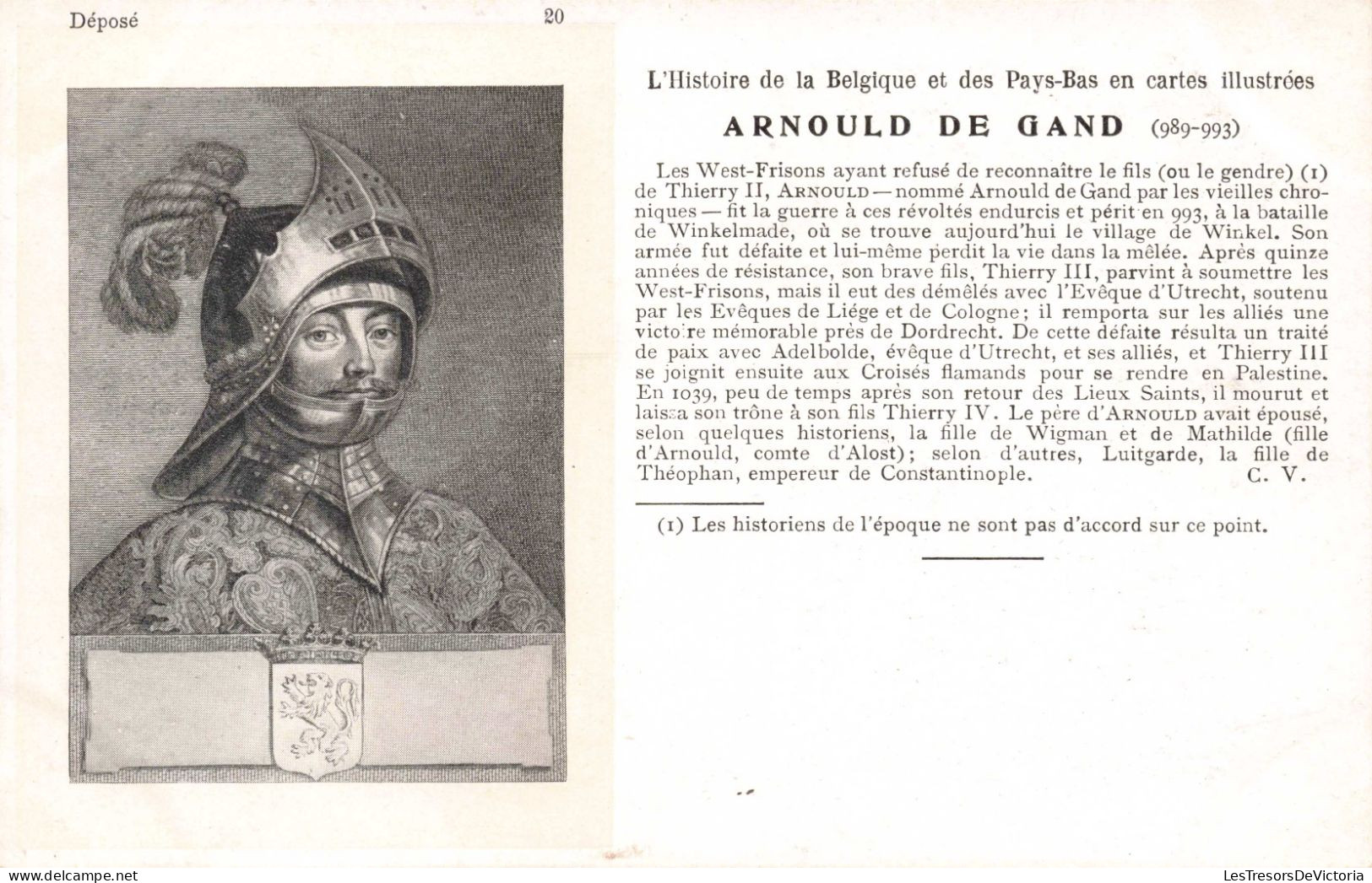CELEBRITES - Personnages Historiques - Arnould De Gand - Carte Postale Ancienne - Hombres Políticos Y Militares