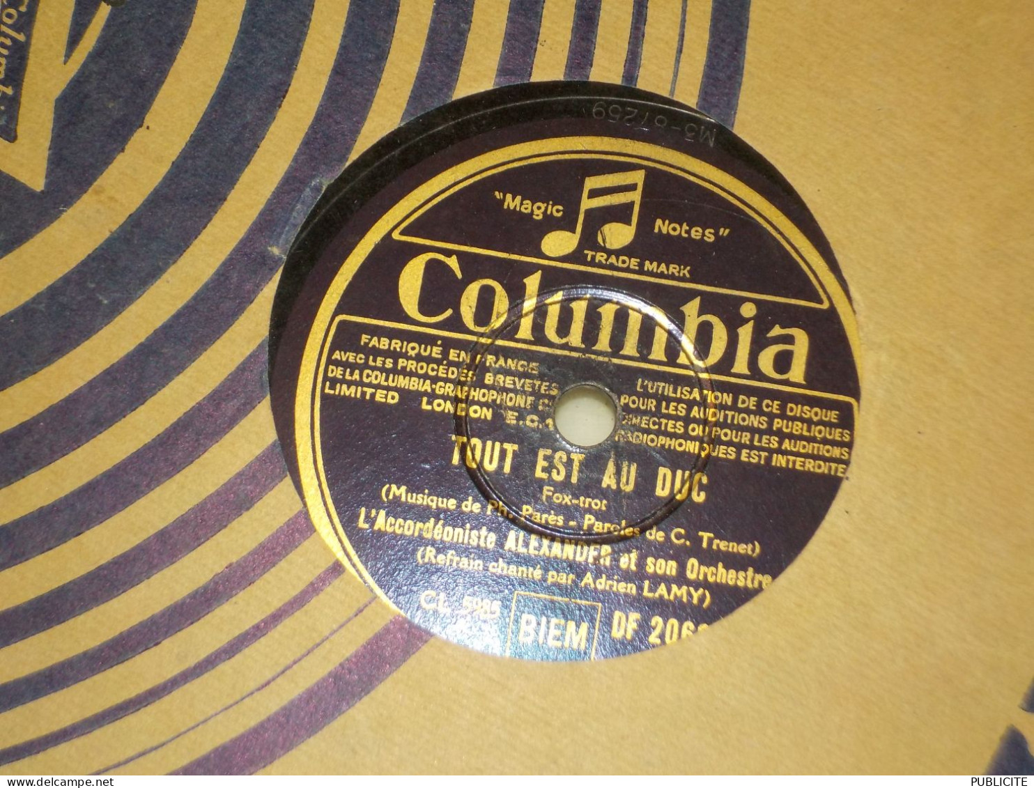 DISQUE VYNIL 78 TOURS FOX TROT ET ONE STEP ACCORDEON MAURICE ALEXANDER 1939 - 78 Rpm - Gramophone Records