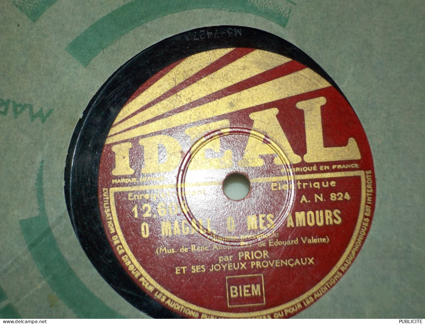 DISQUE 78 TOURS CHANSON PROVENCALE PAR PRIOR  1938 - 78 Rpm - Gramophone Records