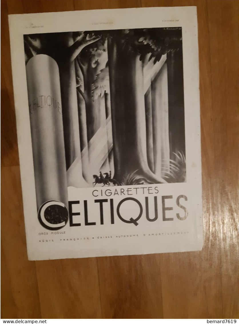 Publicite   Cigarettes  Celtiques -  L'illustration 5 Octobre 1936 - Sonstige & Ohne Zuordnung