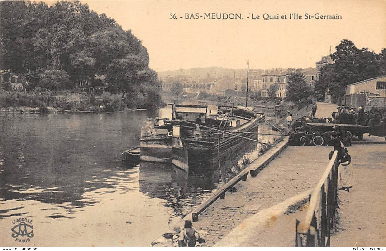 Meudon         92         Le Quai Et L'Ile Saint Germain. Péniches       (voir Scan) - Meudon