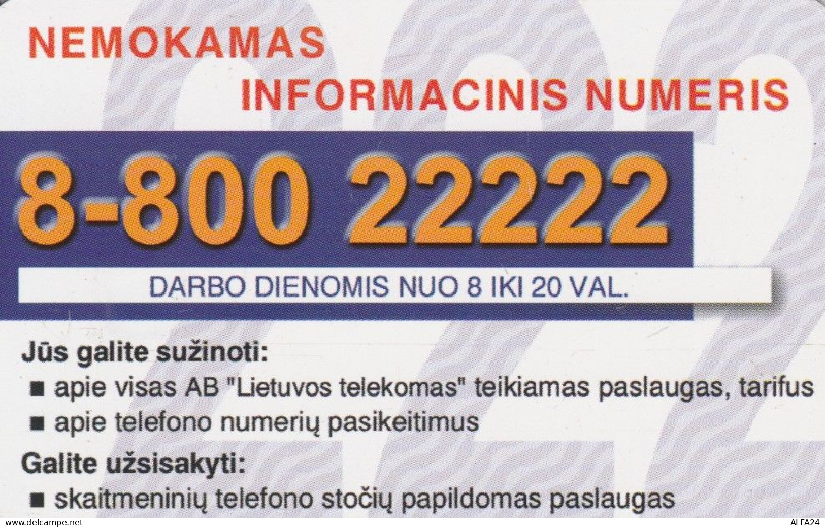 PHONE CARD LITUANIA (E69.24.3 - Lithuania