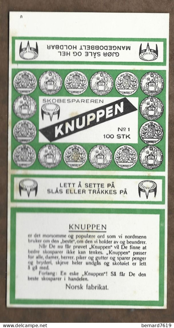 Facade  Etui Cigarette  ,tabac - Knuppen - Norvege ?  -  Kristiania -   Skobespareren - Empty Cigarettes Boxes