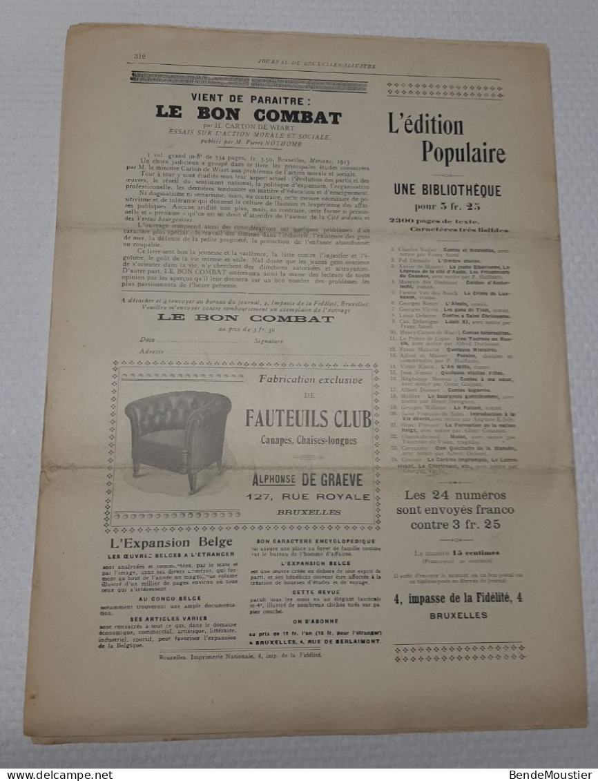 Journal De Bruxelles Illustré - Evêque S.G.Mgr Stillemans - Cyclisme  Manpaye - Otto -Michiels - Vanbever - 1914. - Testi Generali