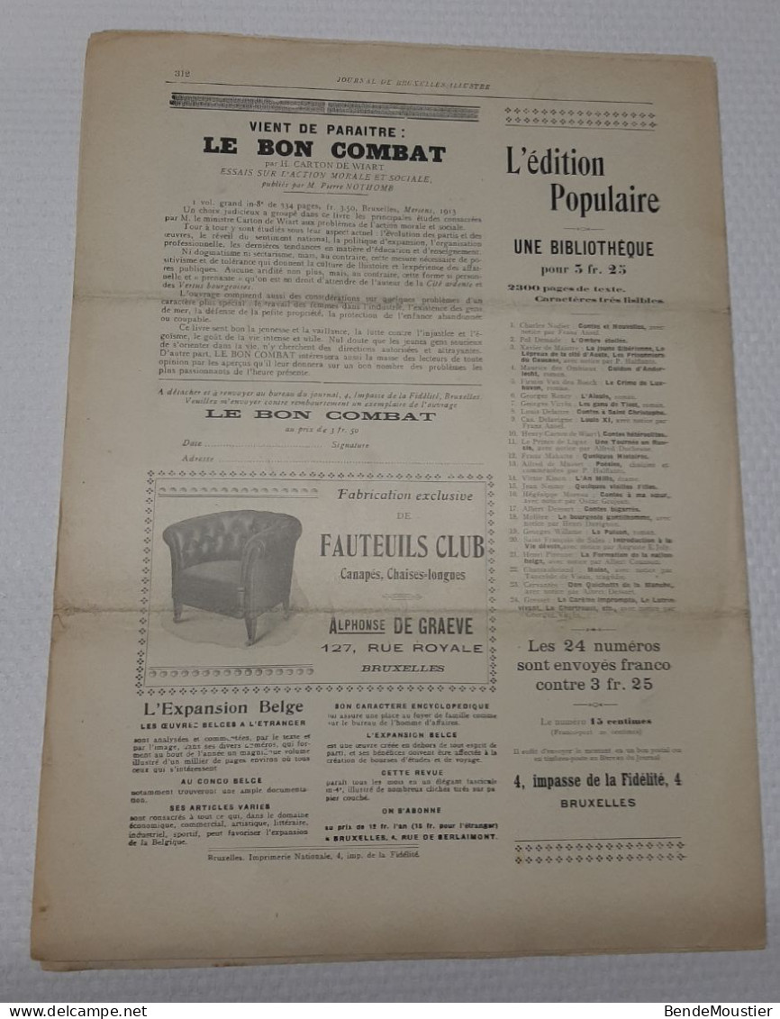 Journal De Bruxelles Illustré - Evêque S.G.Mgr Stillemans - Cyclisme  Manpaye - Otto -Michiels - Vanbever - 1914. - Allgemeine Literatur