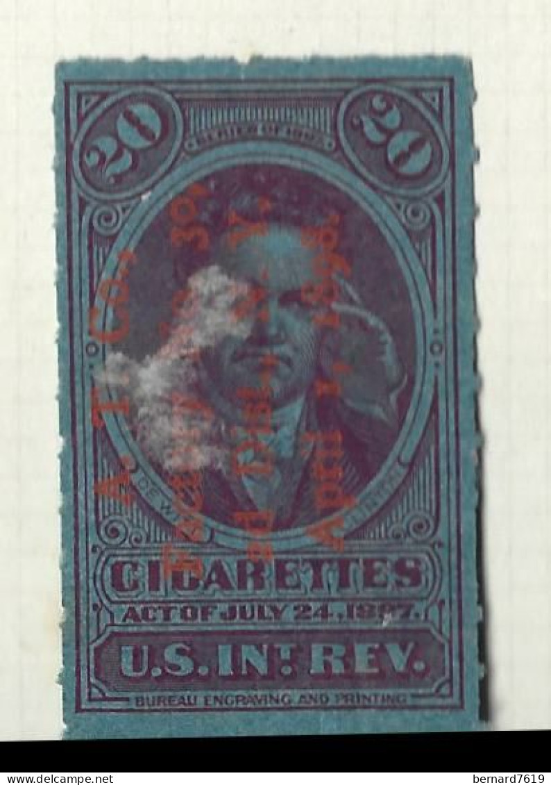 Timbres Fiscaux  - Etats Unis  - Cigarettes -   Cigare -  De Witt Clinton   -1893 - Fiscaux