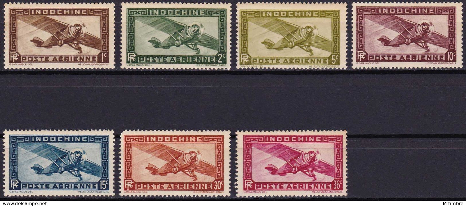 Indochine (Poste Aérienne) YT PA1 - PA2 - PA3 - PA4 - PA5 - PA7 - PA8 Année 1933-38 (MNH **) Avion - Poste Aérienne