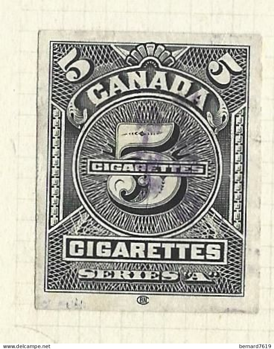 Timbres Taxe  -  Canada - Cigarette -  Series A  - 5 Cigarettes - Revenues