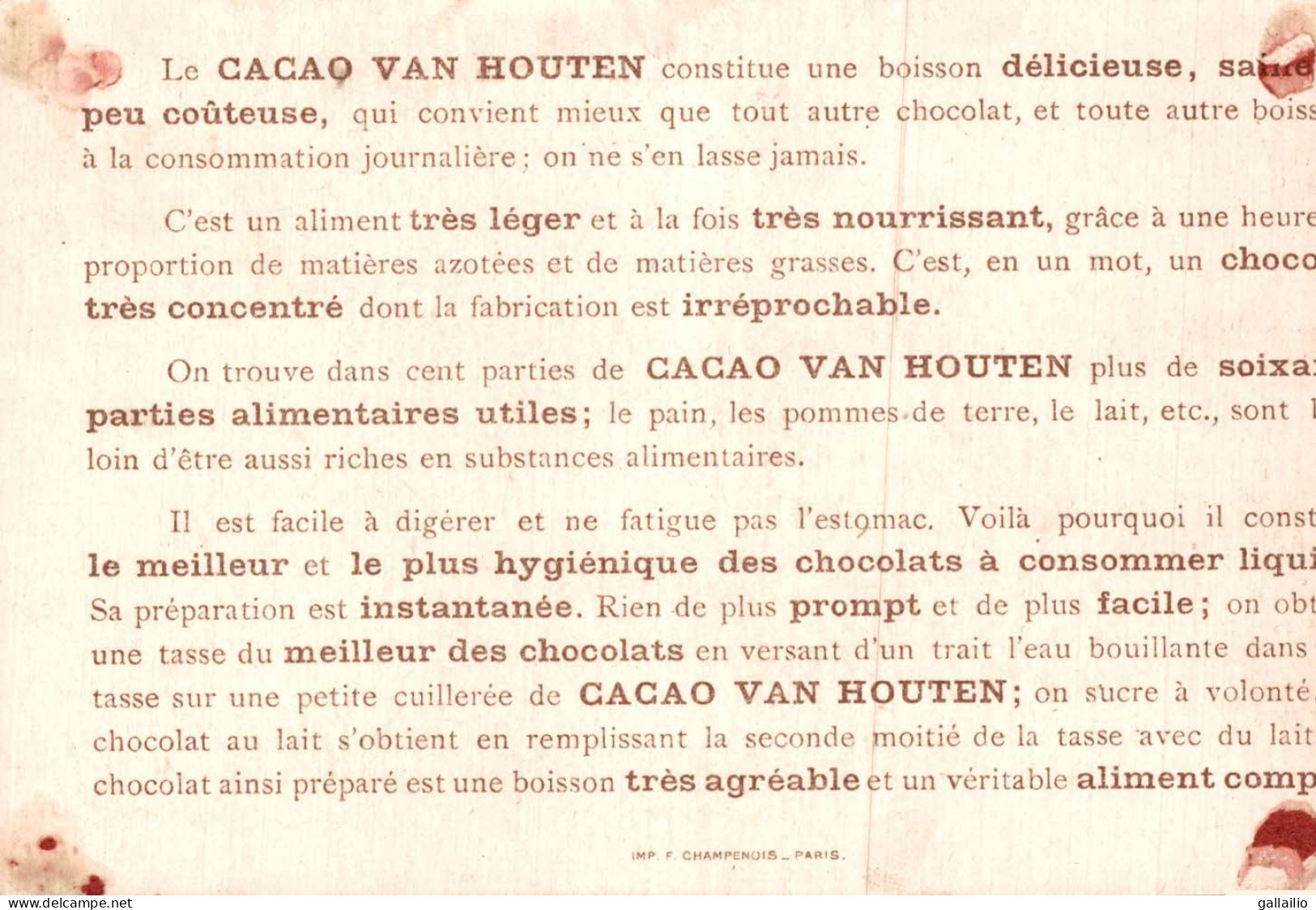 CHROMO CHOCOLAT VAN HOUTEN - Van Houten