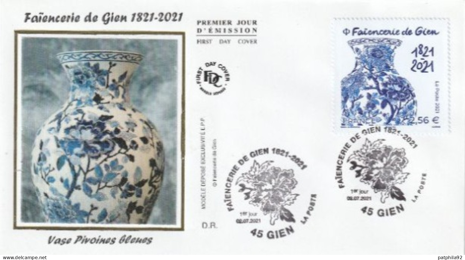 Fdc 2021_Enveloppe 1er Jour_fdc_soie_Faïencerie De Gien. Oblit. PJ 45 Gien 02/07/2021. - 2020-…