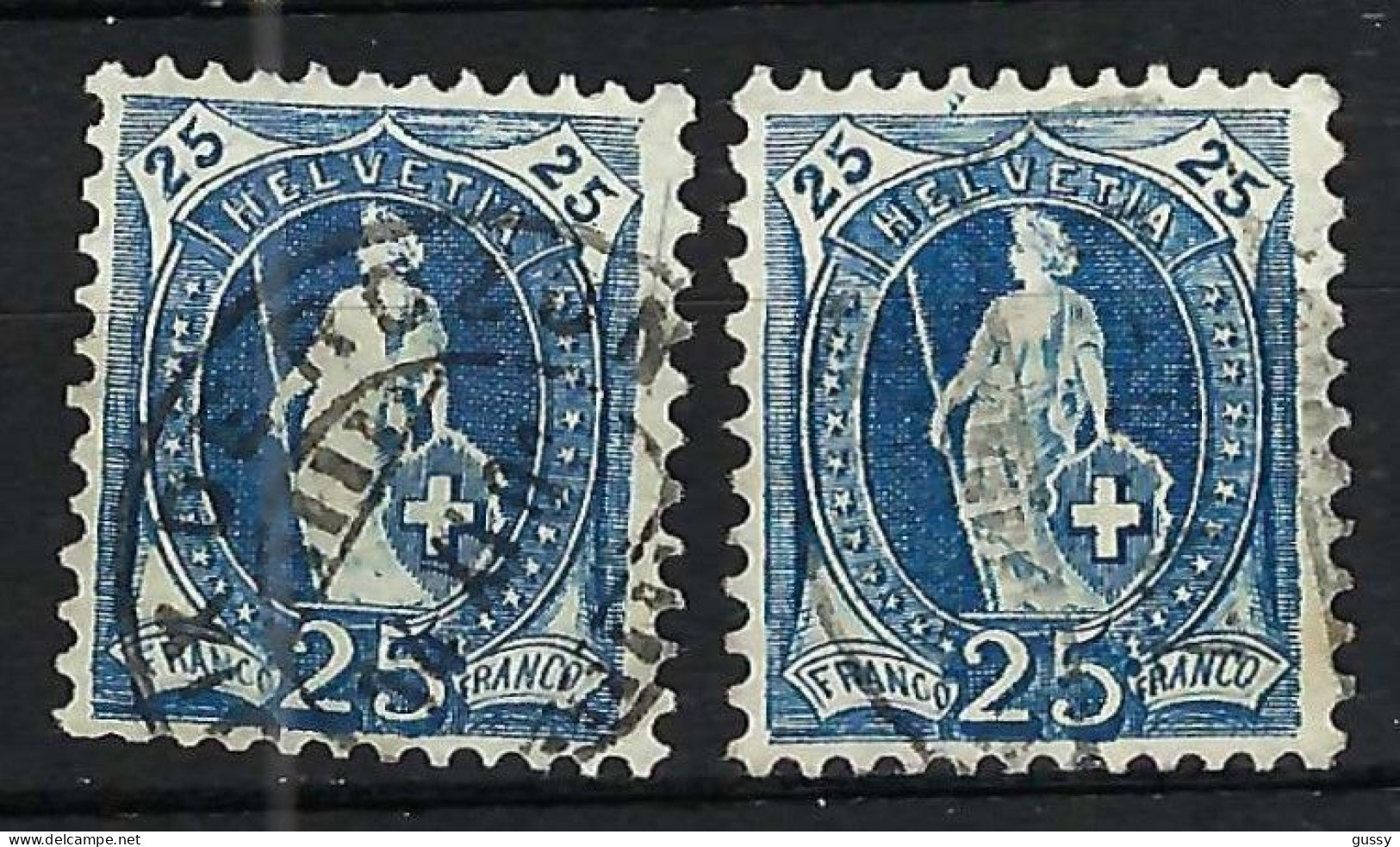 SUISSE Ca.1891: 2x Le ZNr 73D Obl. CAD, 2 Nuances - Oblitérés