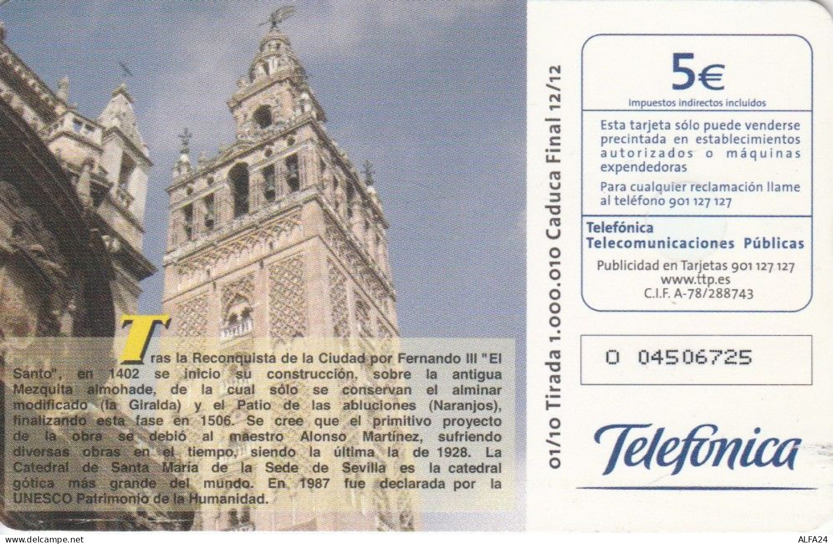 PHONE CARD SPAGNA  (E91.17.3 - Werbekarten