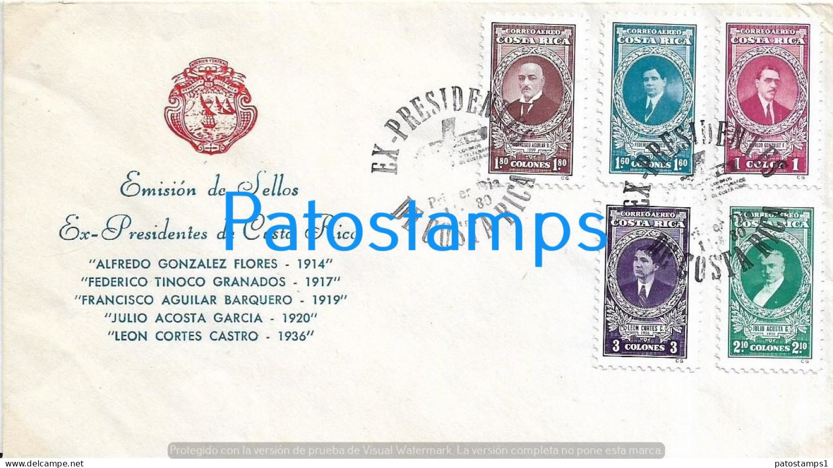 221067 COSTA RICA COVER CANCEL STAMPS EX PRESIDENTES NO POSTAL POSTCARD - Costa Rica