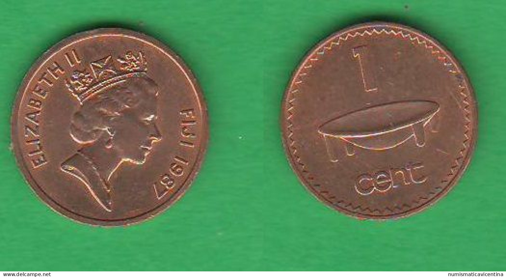 Figi Fiji 1 Cent 1987 Bronze Coin - Fidschi