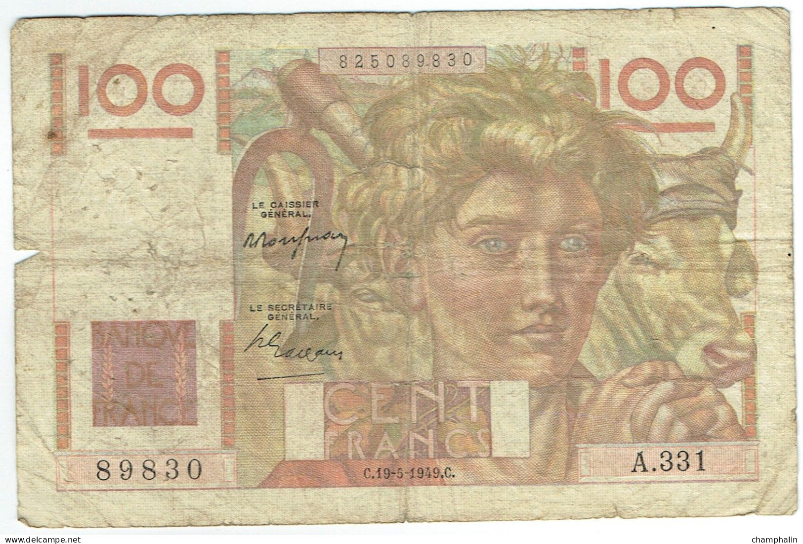 France - Billet De 100 Francs Type Jeune Paysan - 19 Mai 1949 - 100 F 1945-1954 ''Jeune Paysan''