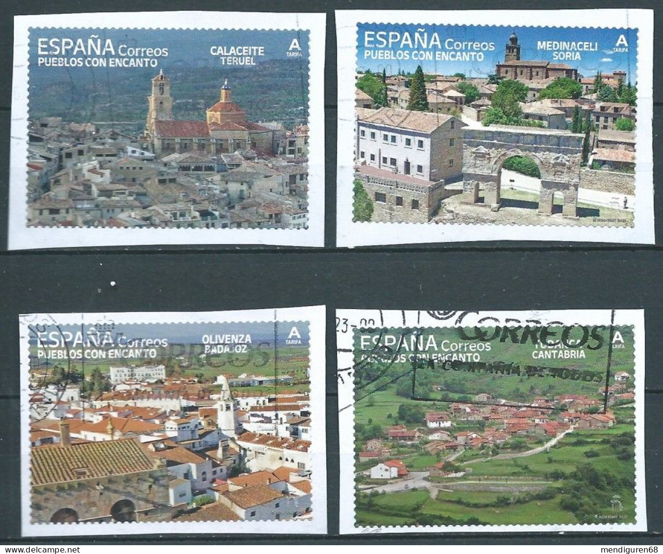 ESPAGNE SPANIEN SPAIN ESPAÑA 202 FROM CARNET CHARMING VILLAGES USED ON PAPER ED 5551-4 MI 5601-4 YT 5293-6 SN 4588a-d - Used Stamps