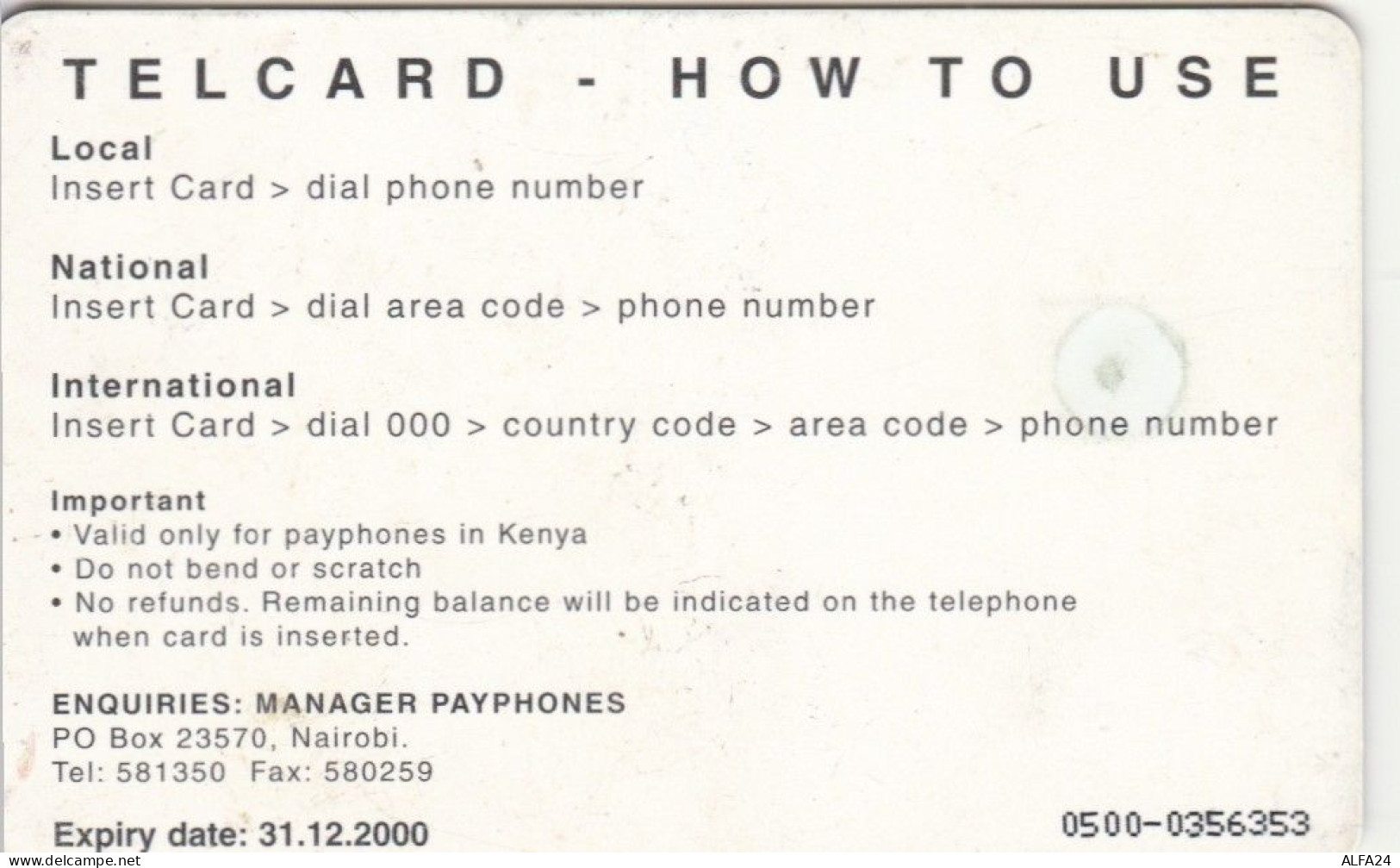PHONE CARD KENIA  (E98.21.1 - Kenya