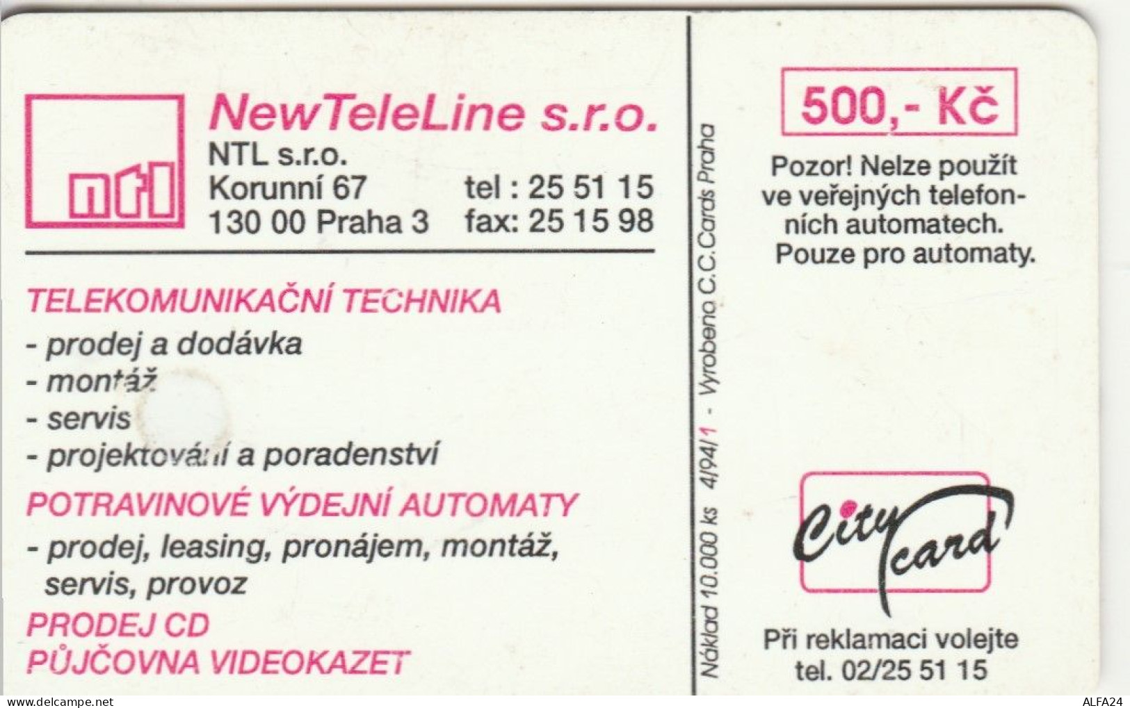 PHONE CARD REPUBBLICA CECA 10000 EX  (E100.19.1 - Tschechische Rep.