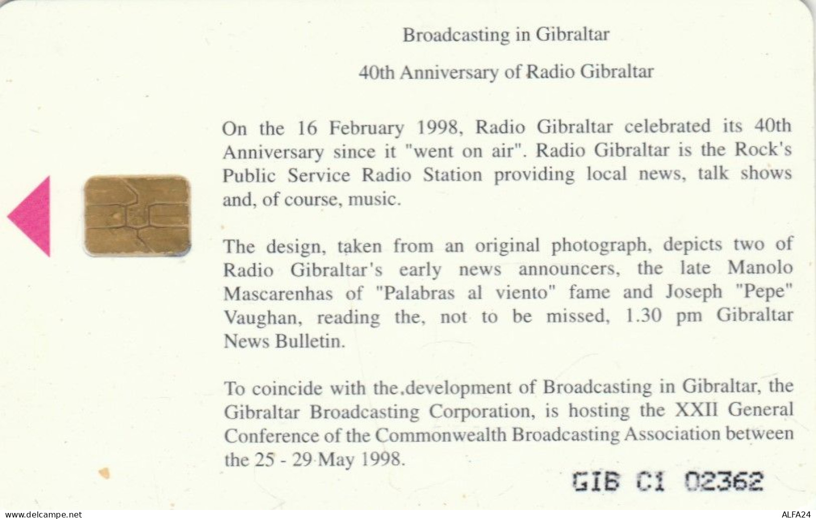 PHONE CARD GIBILTERRA (E103.58.4 - Gibraltar