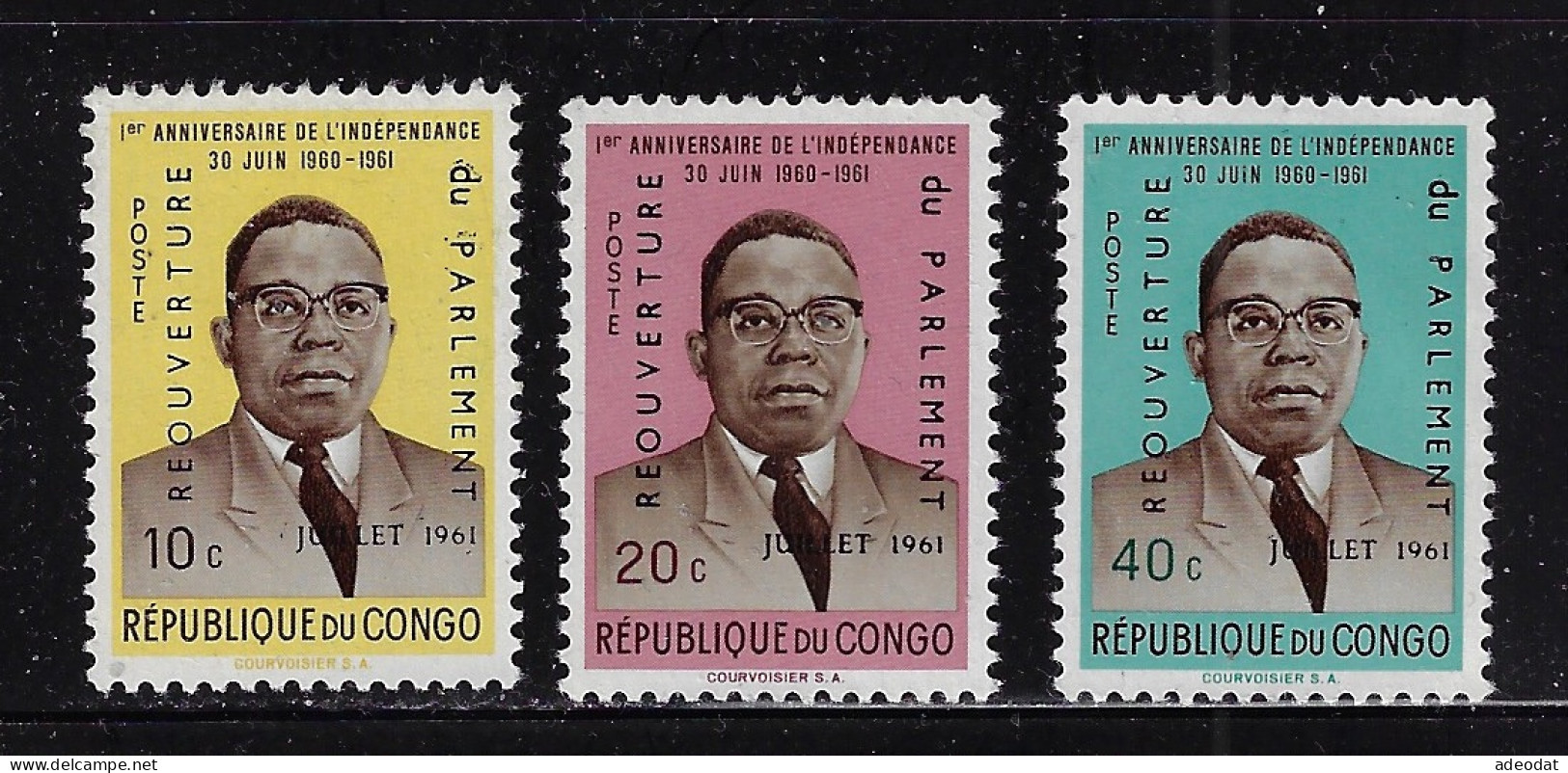 CONGO DEMOCRATIC  REP. 1961  SCOTT #396-398  MH - Mint/hinged