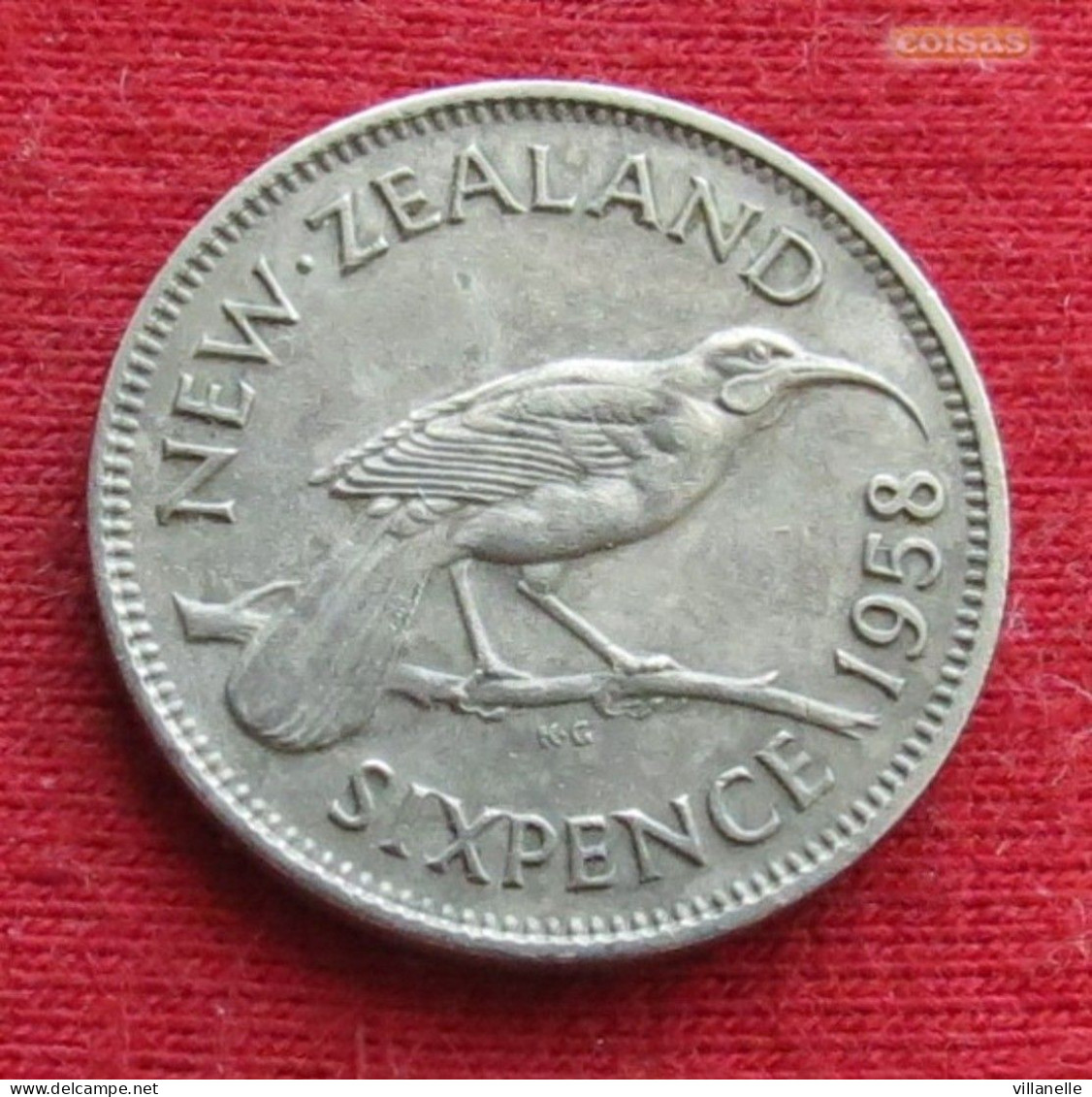 New Zealand 6 Pence 1958 KM# 26.2 *V1T Sixpence Nova Zelandia Nuova Zelanda Nouvelle Zelande Six - New Zealand