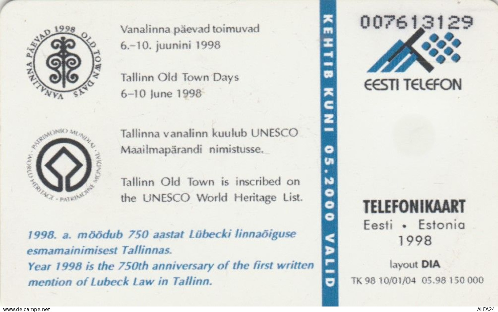 PHONE CARD ESTONIA  (E108.38.2 - Estland