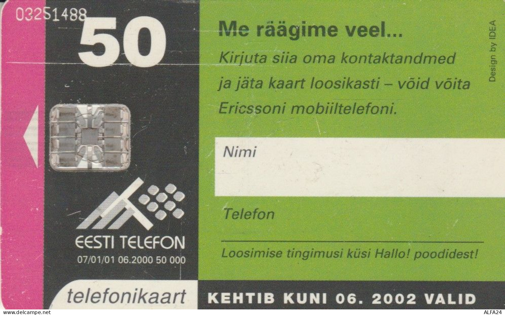 PHONE CARD ESTONIA -NOT PERFECT  (E108.35.6 - Estland