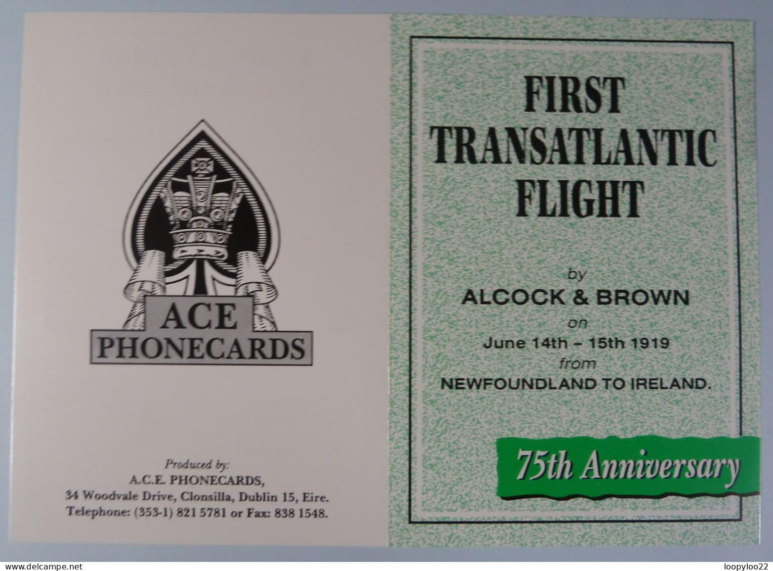 UK - BT - L&G - Alcock & Brown 1st Transatlantic Flight Newfoundland To Ireland - BTO080 - 407A  1500ex - Mint In Folder - BT Buitenlandse Uitgaven