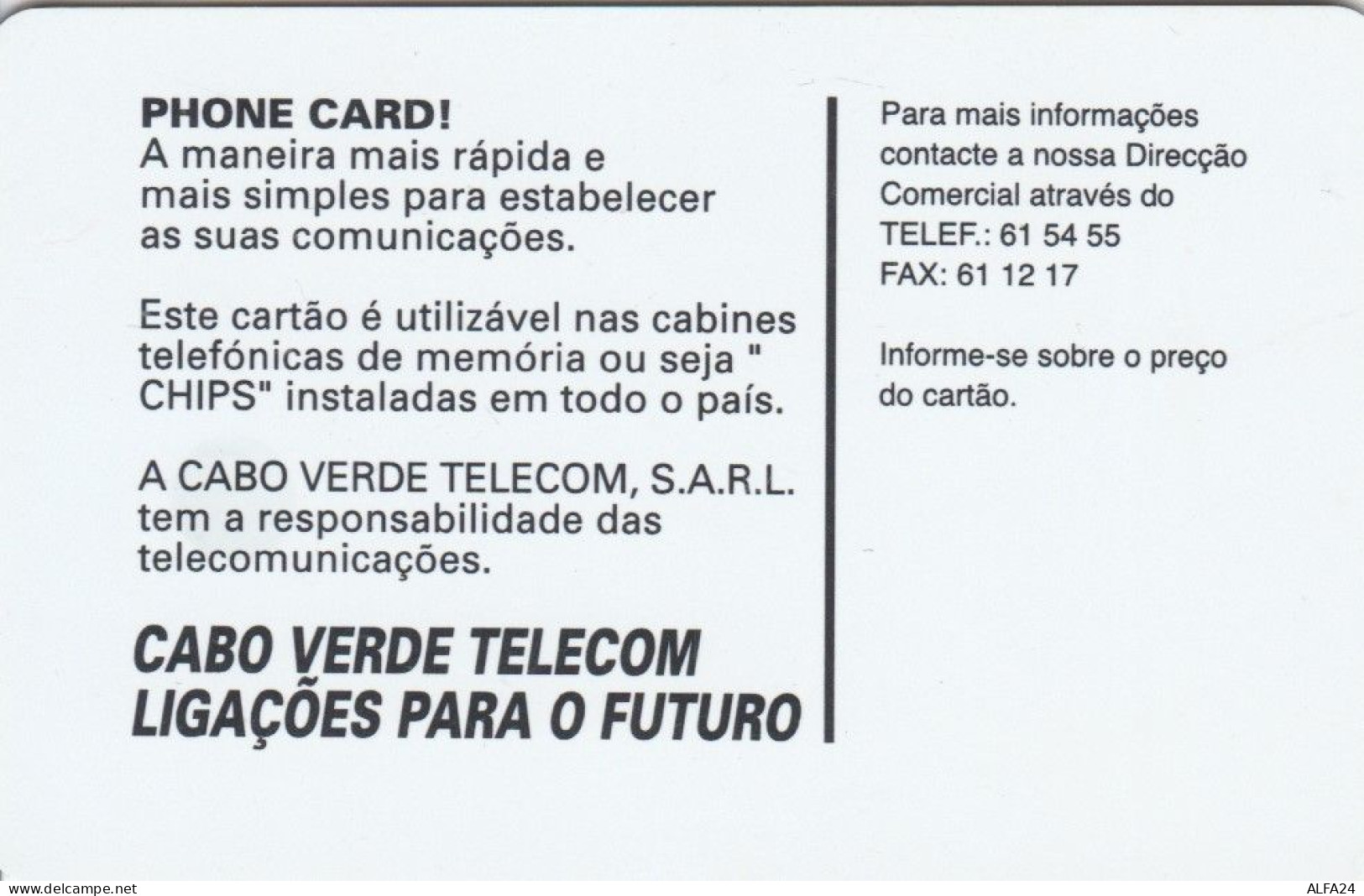 PHONE CARD CABO VERDE  (E109.15.7 - Cap Vert